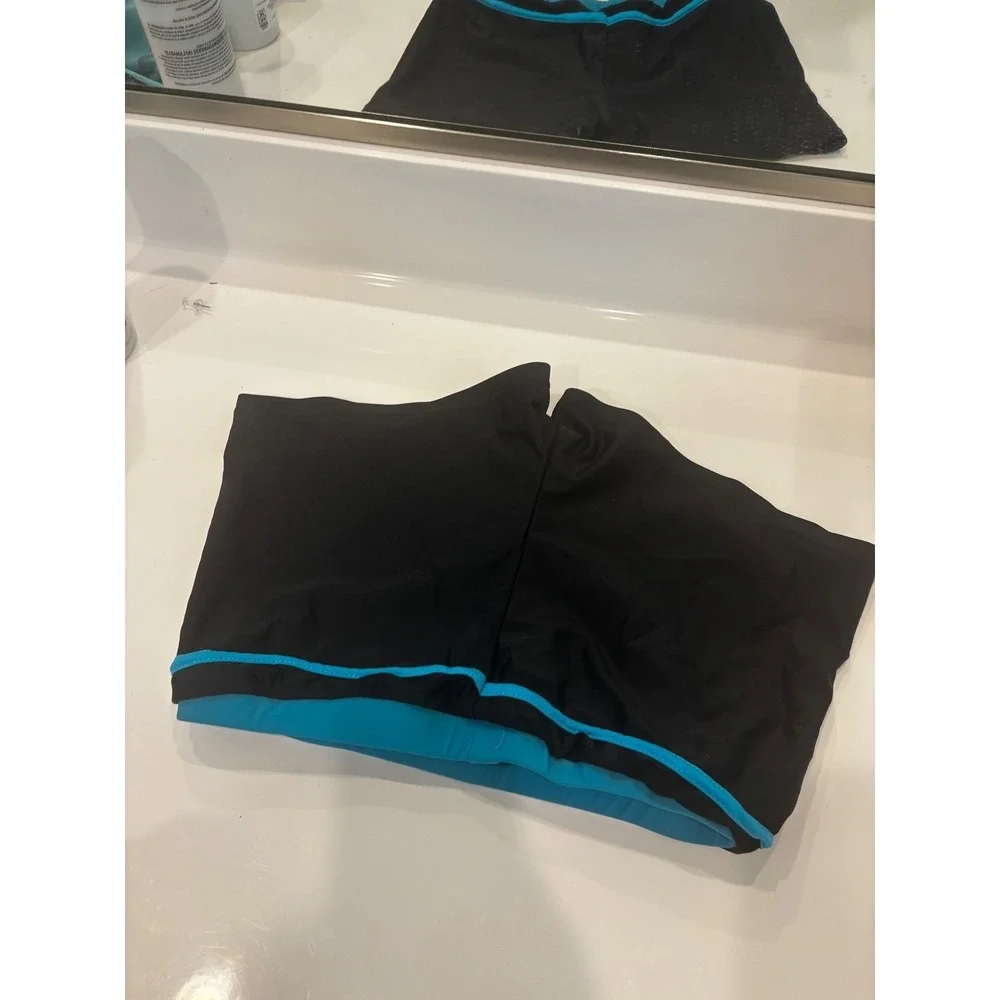 Women Black Turquoise Blue Boy Short Swim Bottoms Plus Size‎ xs